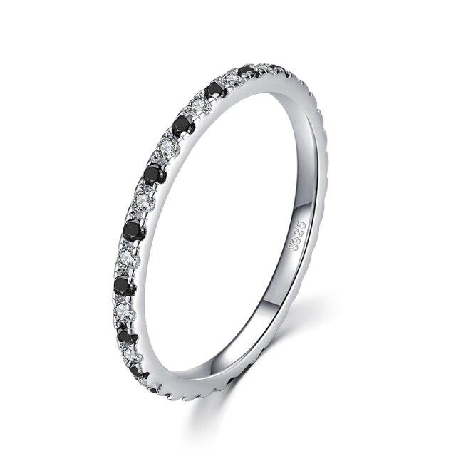 New Trendy Rainbow Simulated Diamond Stackable 925 Sterling Silver Eternity Ring for Women Wedding Finger Band Gift Z30
