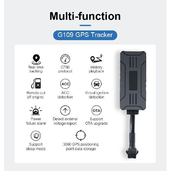 TrackerKing G109 GPS Tracker For Motorcycle 2G Anti-Lost Car Rastreador Real Time Tracking Device Locator Positioner for Bike