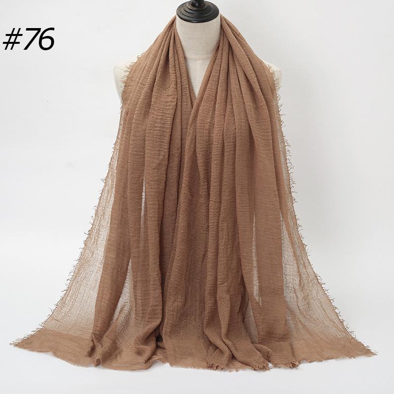 New Pleated Monochrome Cotton Solid Color Scarf, Naturally Pleated Human Cotton Hair Beard Edge Large Size Women's Headscarf B