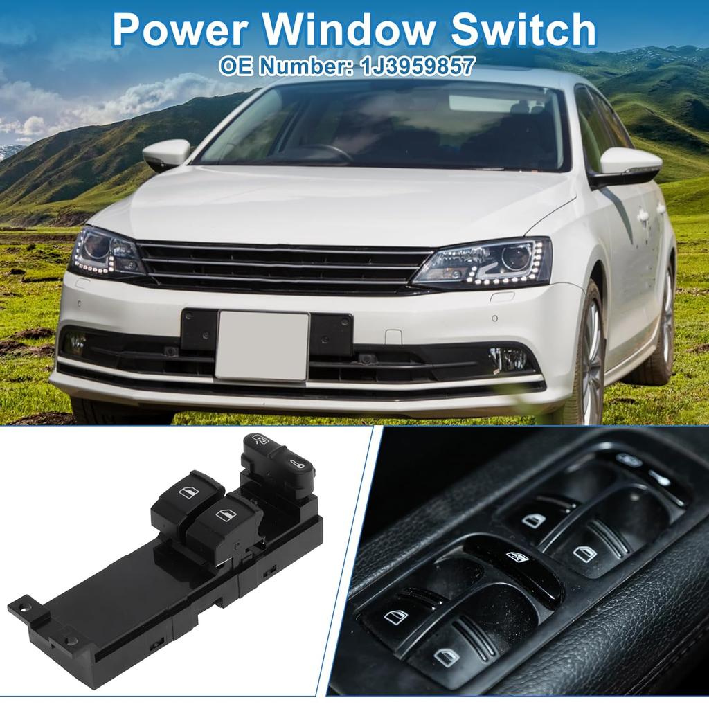 Power Window Switch No.1J3959857 Window Control Switch for Volkswagen Golf GTI Jetta Black