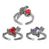 Creative Crow Rings Adornment With Thorns Design Featuring Red Gemstones For Unique Style And Passionate Charm