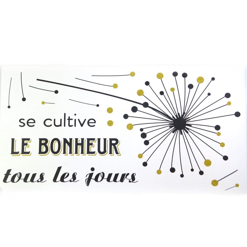 Les Trésors De Lily [P2731] - Sheet of Glitter Stickers 'Messages' ('Happiness Is Cultivated Every Day') - 60x32 Cm