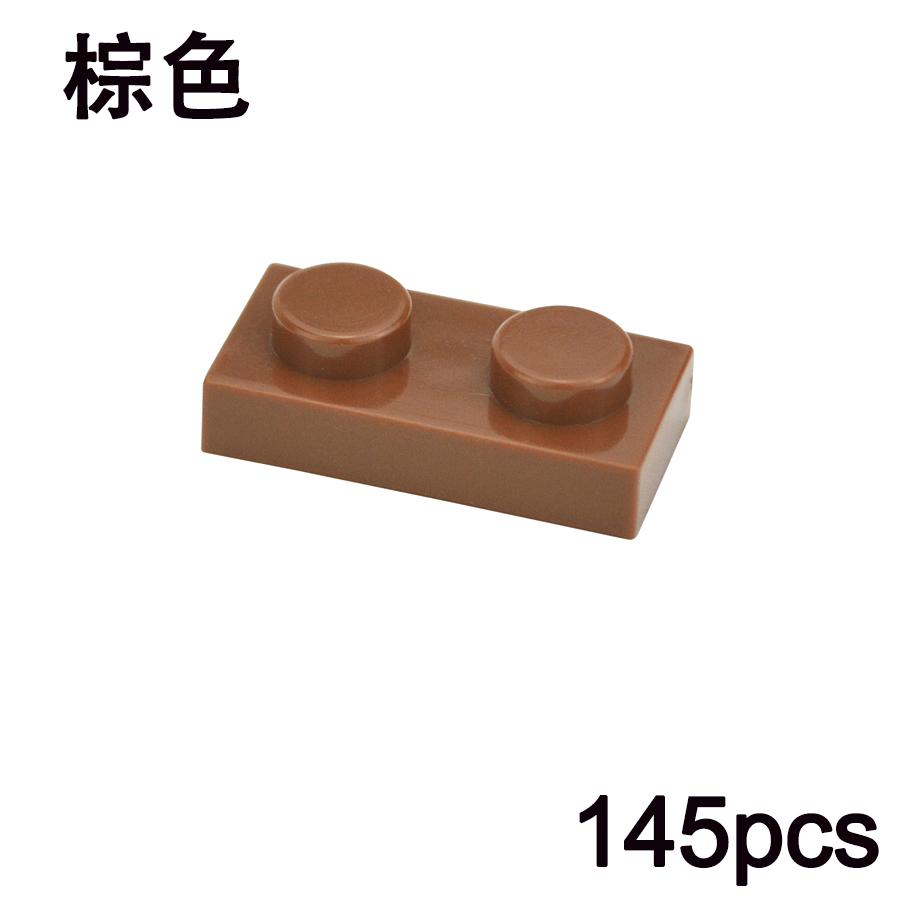 

Moc Building Blocks Thin Figures Bricks 1x2 Dots Color Educational Creative Size Compatible with 3023 Toys for Children коричневый