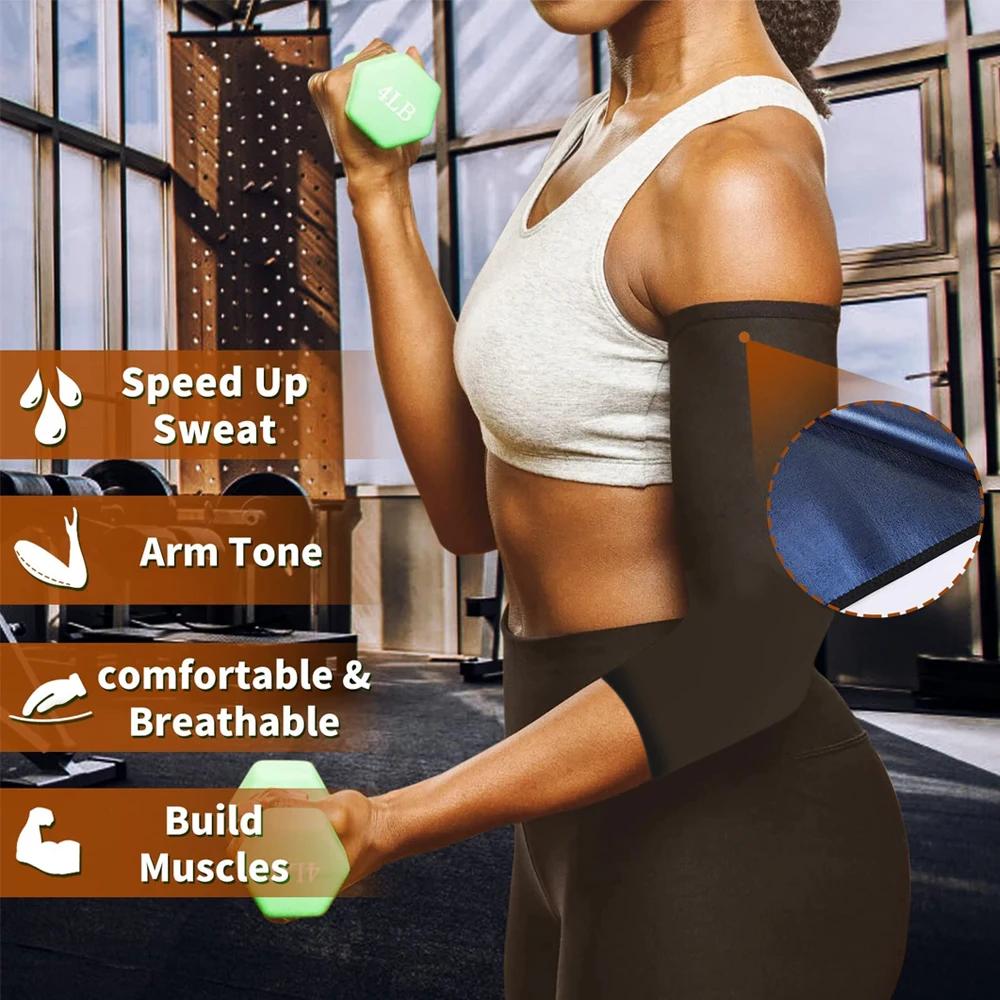 1Pair Women'S Arm Trimmers Compression Flabby Arms Sleeve Sweat Sauna Bands Shaper Slimmers For Workout Gym