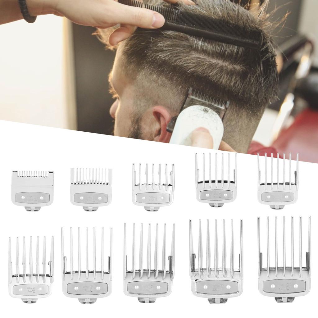 10pcs Haircut Positioning Comb Limit Comb Replacement Guide Comb Set for Hair ClipperSilver