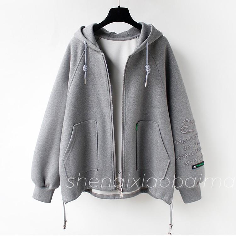 2023 Autumn/Winter Imitation Hua Cotton Loose Mid-Length Fleece-Lined Thick Coat