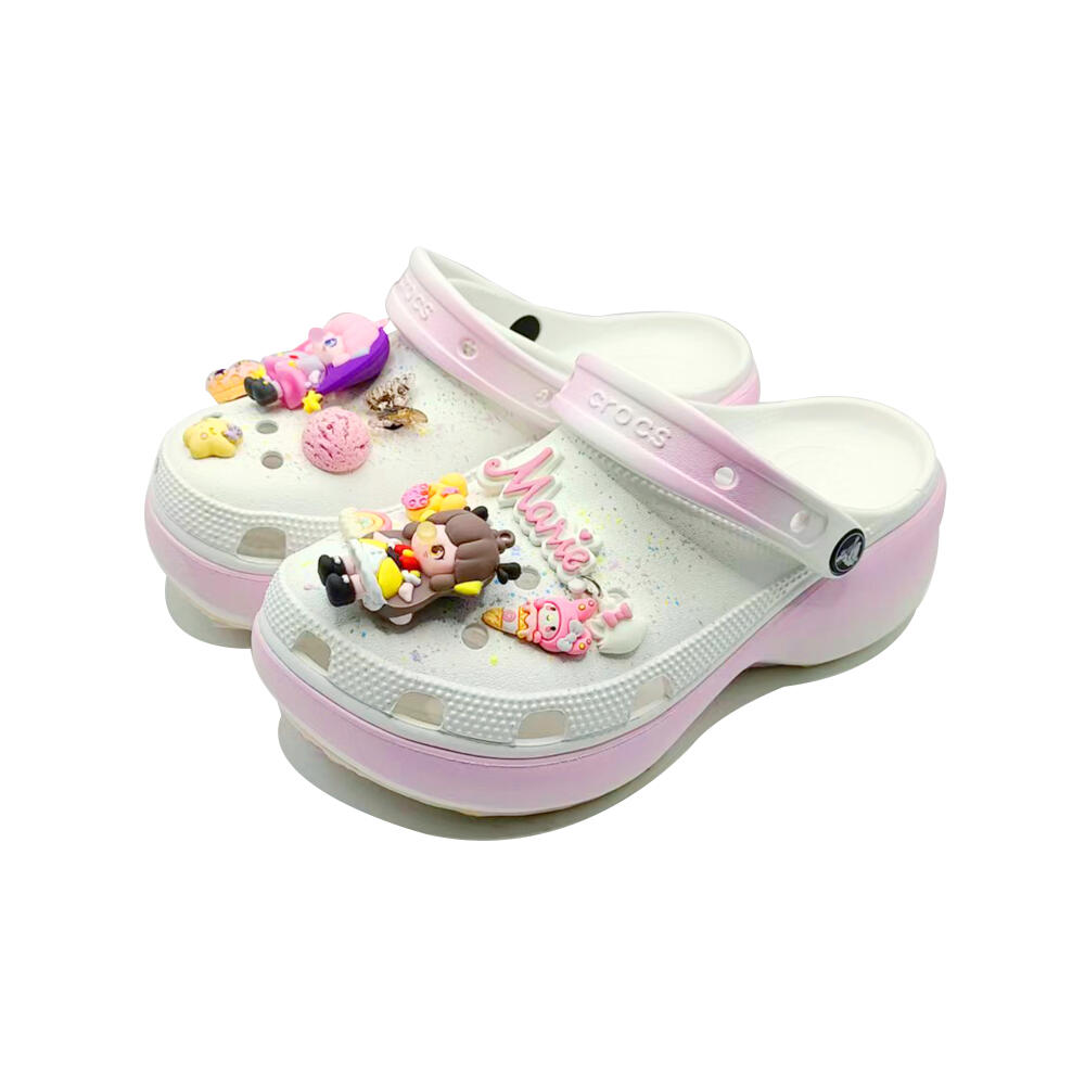 Crocs Classic Platform Clog Cloud Skittles MH Plan EVA Platform Outdoor Doll Accessories Fashion Hole Shoes Women's Pink