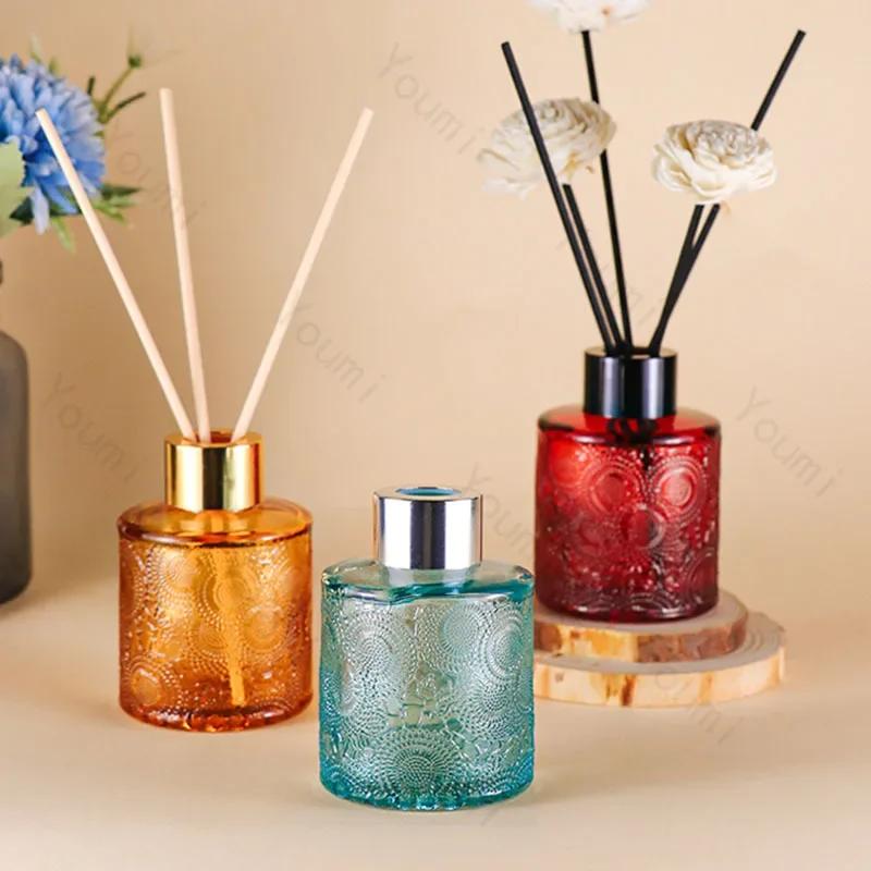 Sun Flower Relief Perfume Bottle Colorful Bathroom Modern Decor Glass Bottles Hotel Study Aromatherapy Dispenser Small Bottle