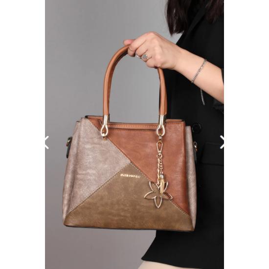 Women's Shoulder Bag Multi Compartment Hand and Shoulder Bag Mink Brown Super Lux Premium