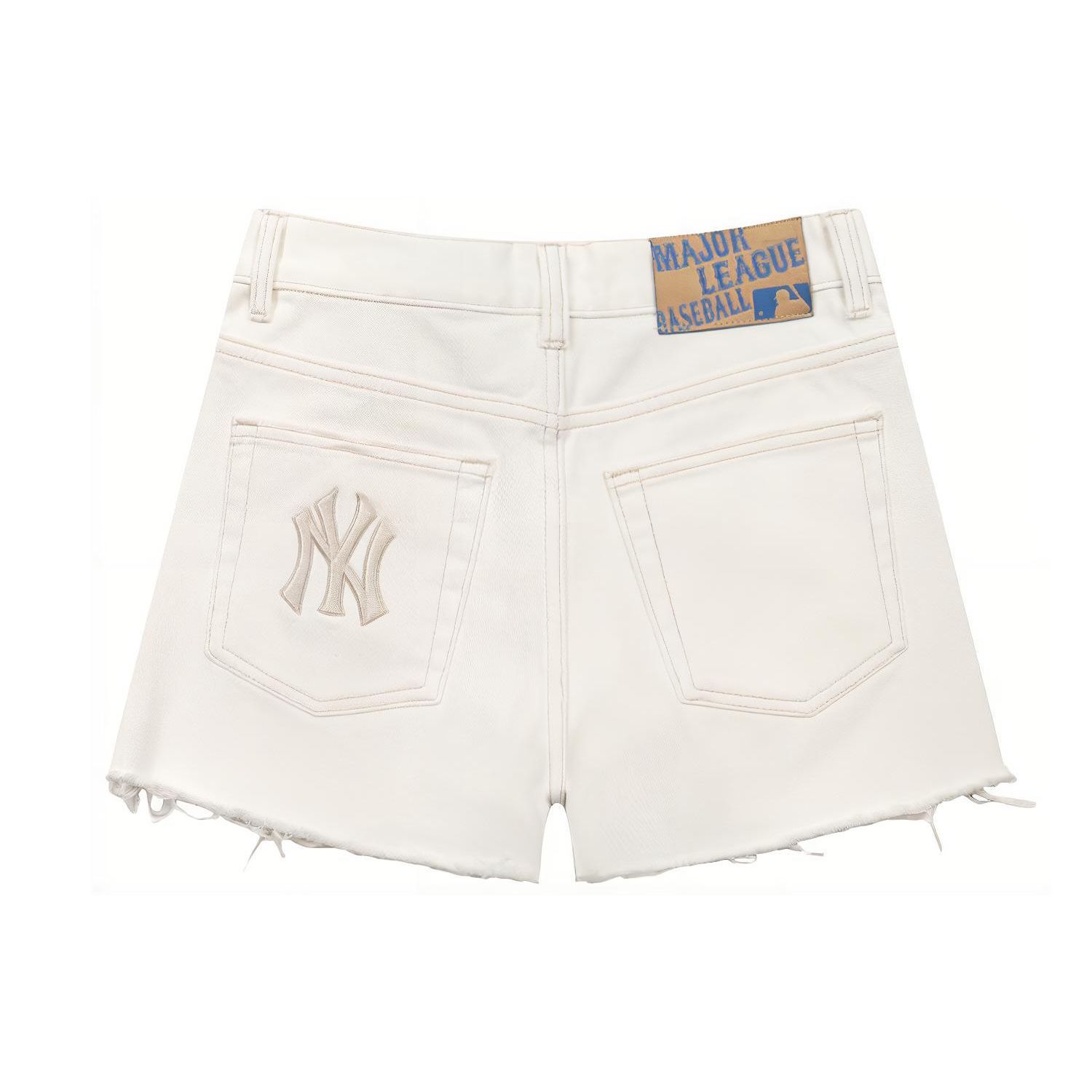 MLB New York Yankees Sport Freizeit Unifarbene Mittelhohe Gerade Hosenshorts Damen Shorts Weiß 31DPW5131-50I S white