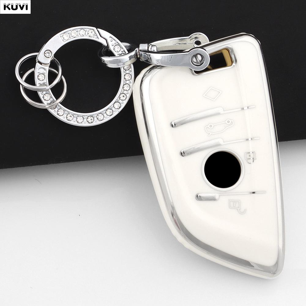 AYCCV1 Pink TPU Car Key Case Cover Shell Fob Keychain For BMW X1 X3 X5 X6 X7 1 3 5 6 7 Series G20 G30 G11 F15 F16 G01 G02 F48 Keyless