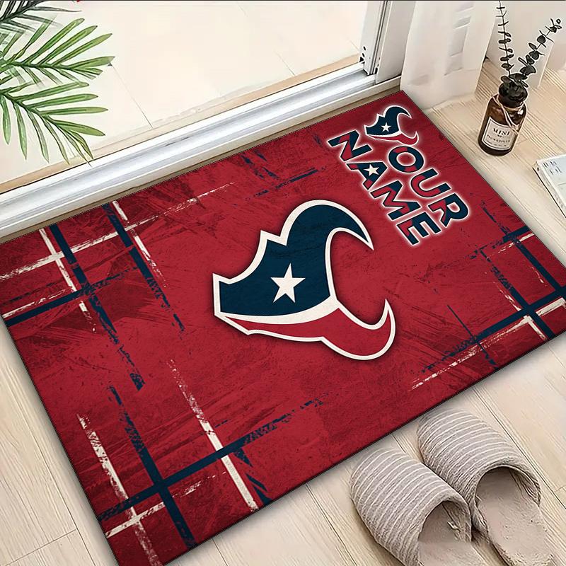 Custom Name Rug Basketball Texans Logo Area Rug Suitable for Indoor And Outdoor,Carpets for Homes, Offices,Living Rooms,Home Decor,Christmas Gift