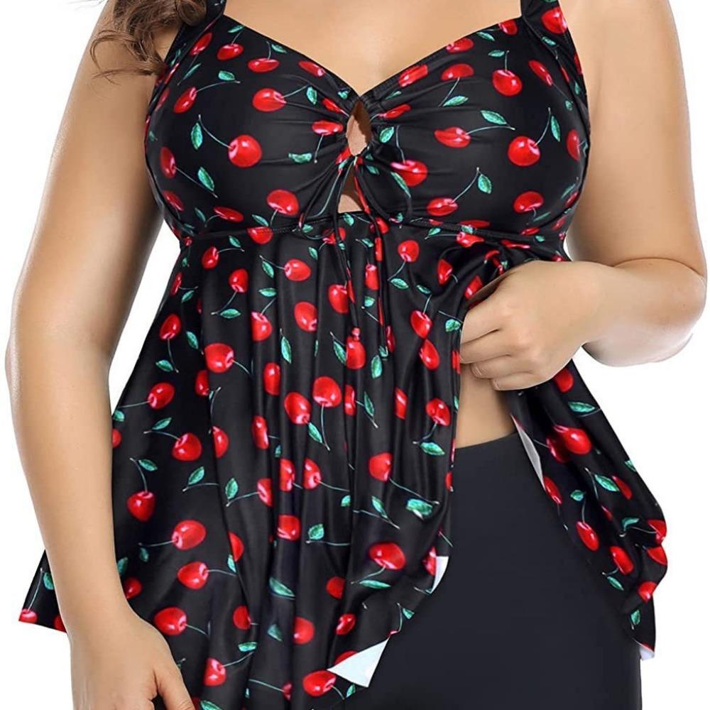 Two-piece Split Swimwear Plus Size Belly Top Swimsuit with Shorts Swimsuit