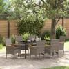 VidaXL 7-Piece Garden Dining Set with Cushions Poly Rattan Grey 3379853