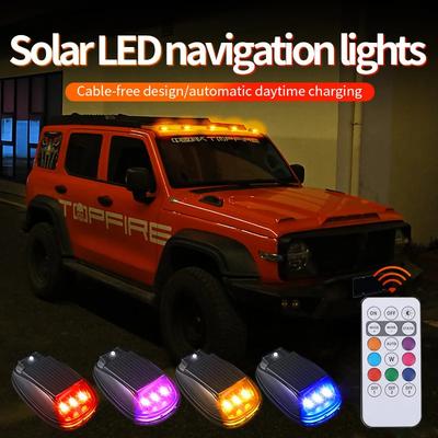 Solar-Powered Smart LED Strobe Light RGB Aircraft Airplane Warning Lights Wireless Flash Lamp For Motorcycle Car Accessories