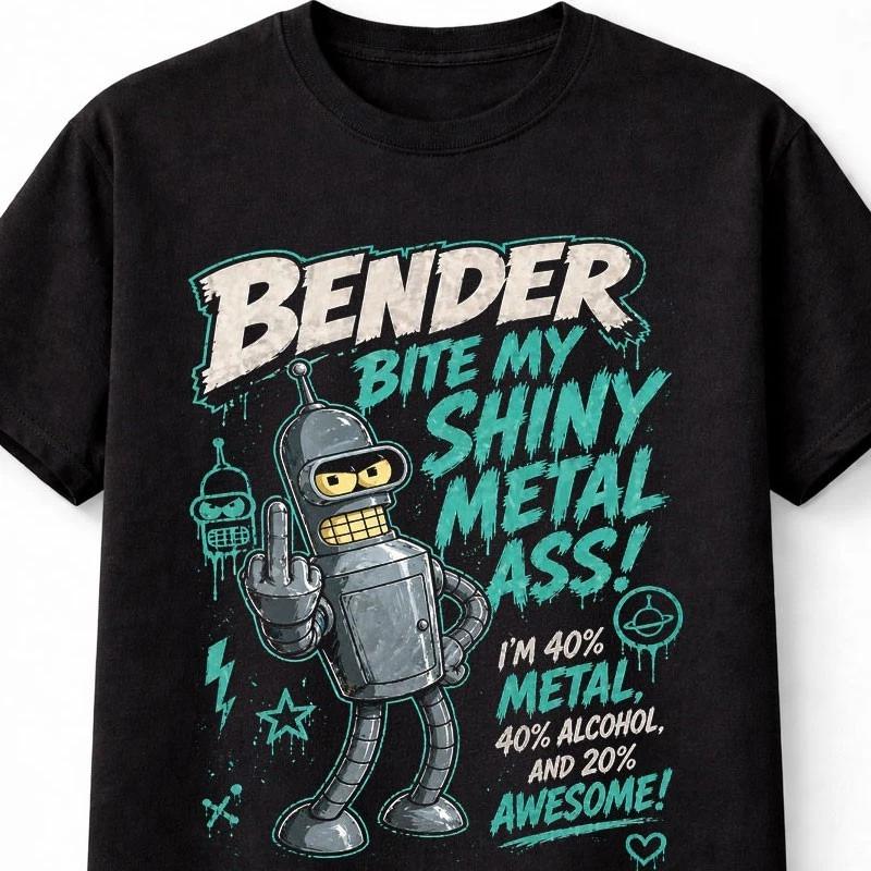 Bender Futurama Retro Robot Comedy SciFi Cartoon Unisex TShirt S