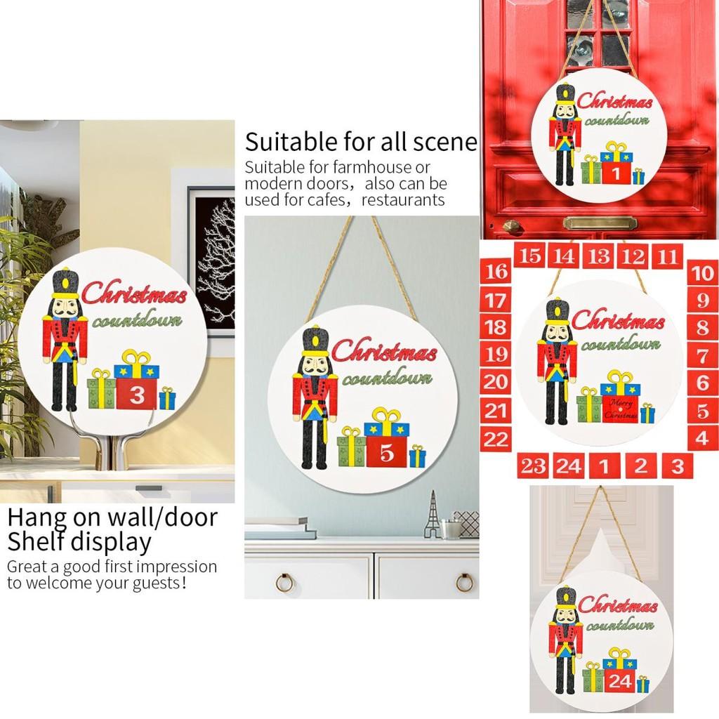 Festlig träjulnötknäckare Dörrskylt Med Nedräkningskalender För Juldekoration