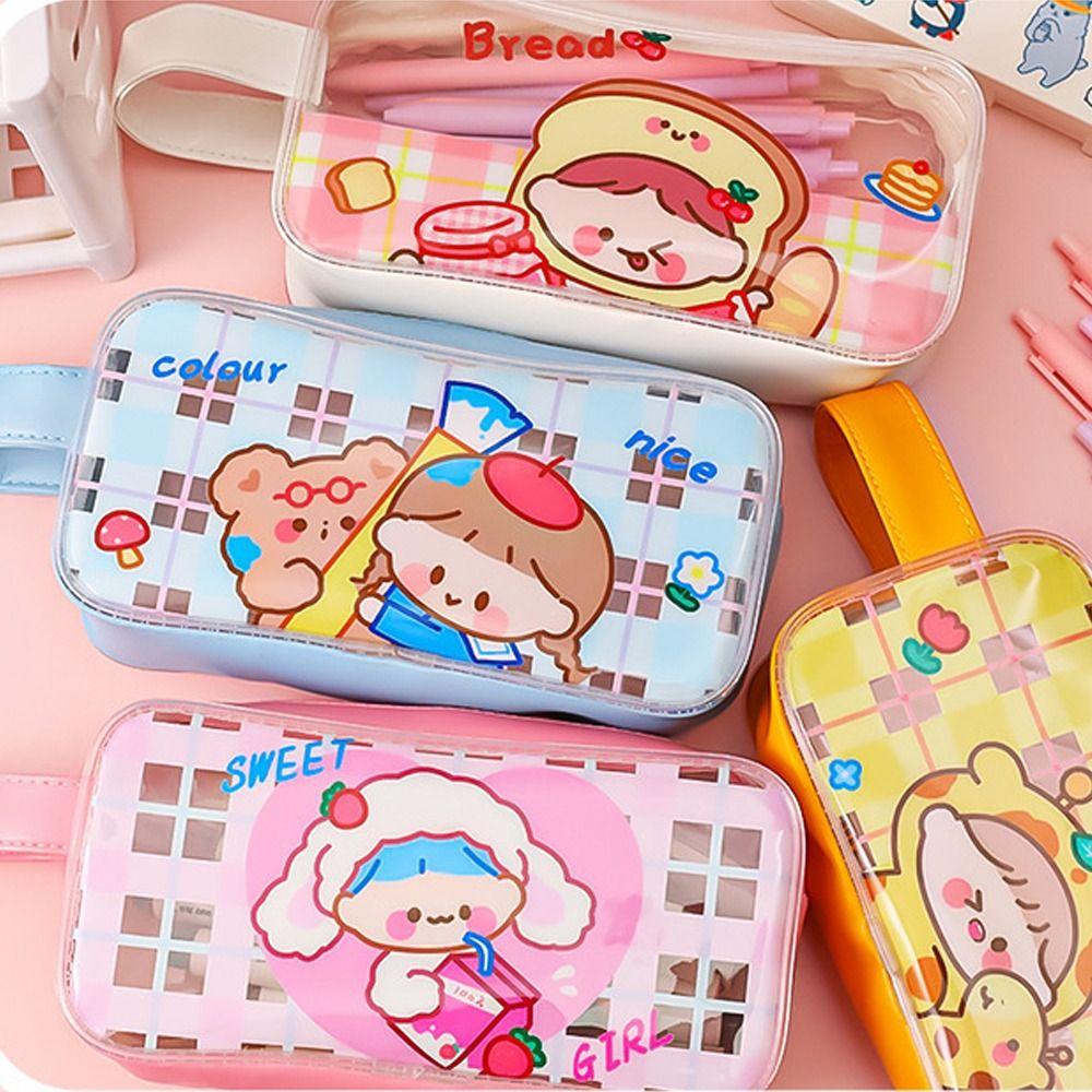 

PVC Pencil Case Cute Cartoon Storage Bag High Quality Pen Bag Student Supplies