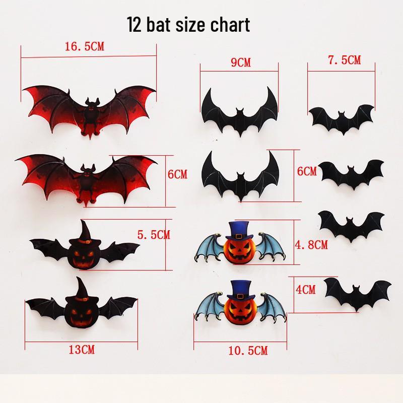 12PCS 3D Colorful Bat Halloween Wall Stickers Party Decorations