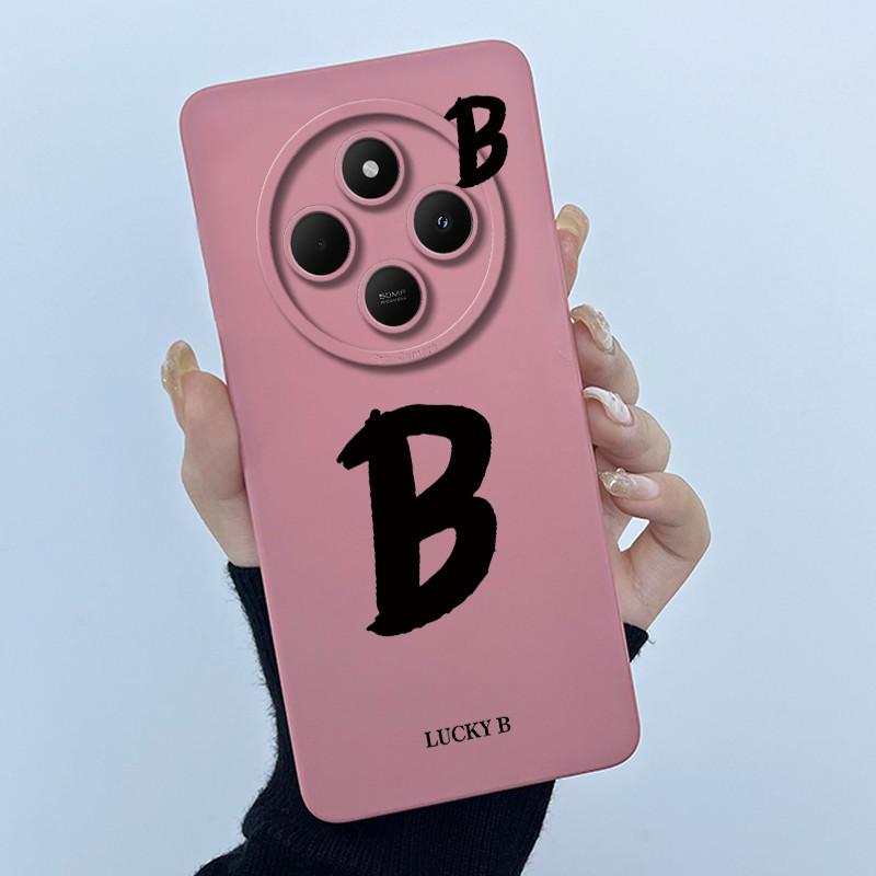 For Xiaomi Redmi 14C 4G A3Pro 4G/ Xiaomi Poco C75 4G M7 5G Case Lucky Initial Letter Liquid Soft Silicone Protective Cover Phone