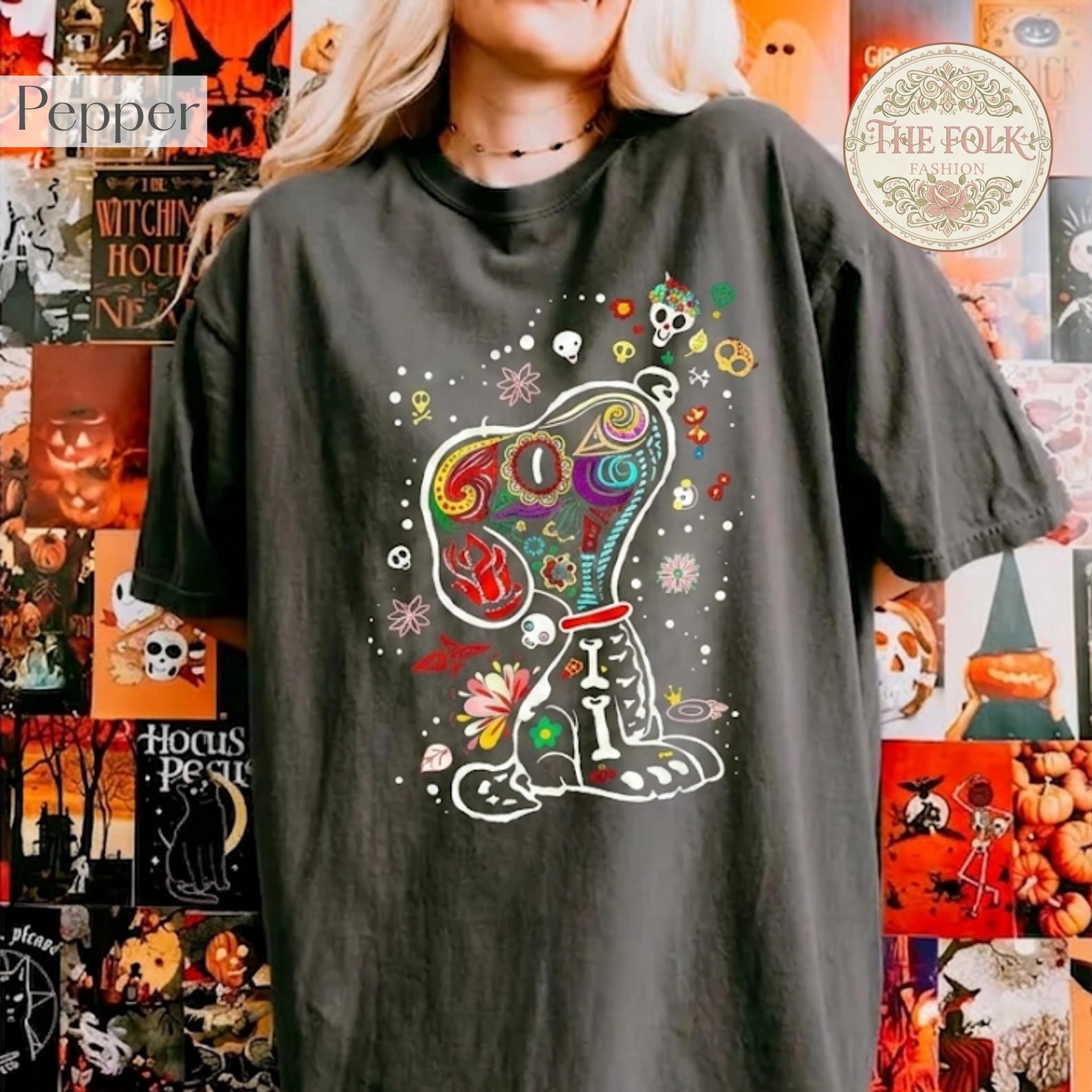 Spooky Dog Halloween Shirt, Day of the Dead Sugar Skull Tee, Snoopy Halloween Tshirt, Comfort Colors Halloween Top, Cute Skeleton Dog Tee XL