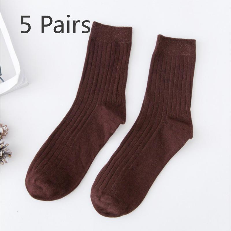 

5 Pairs of Men s Spring and Summer New Fashion Pure Color Thin Style Sweat Absorbing Breathable College Wind Tube Socks 5 Pairs кавовий