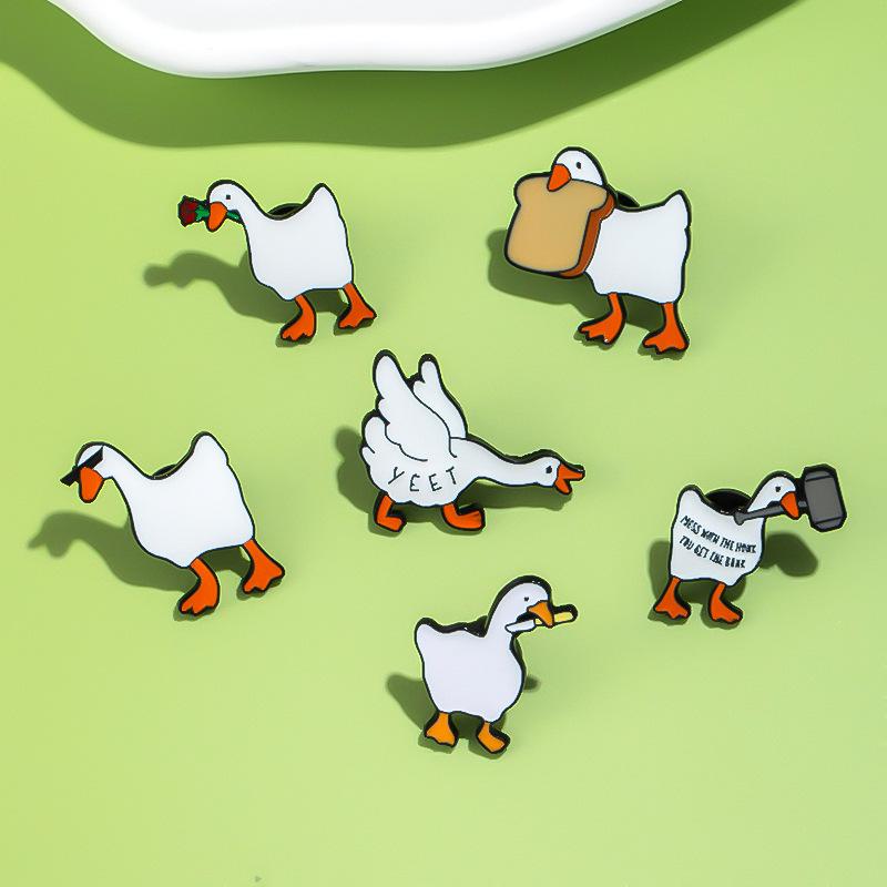 Spilla Creativa a Forma di Anatra Cartoon - Spilla in Lega Animale Carina per Vestiti