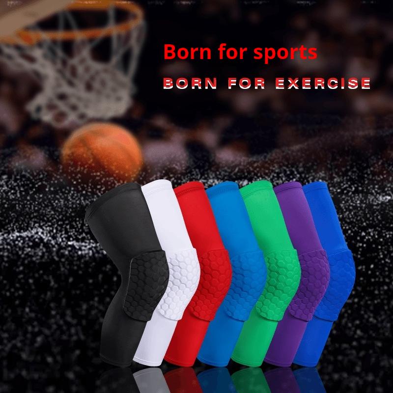 Ademende Basketbal Kniebeschermers Honingraat Ontwerp Nylon Lycra Sport Beensteun voor Volwassenen Hardlopen Training