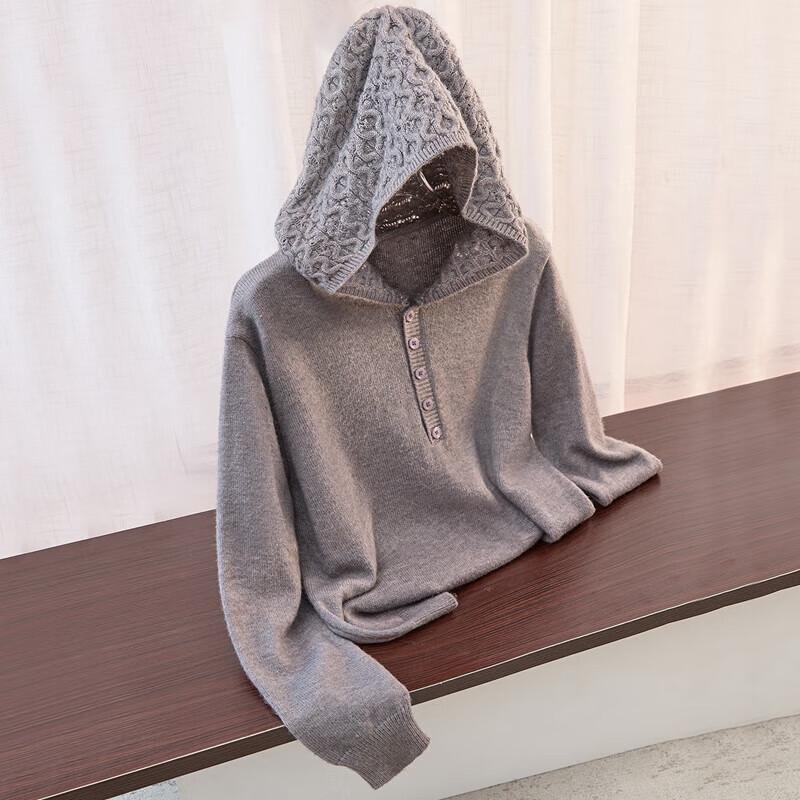 Sibaishi Damen Kapuzenpullover mit Knopfleiste