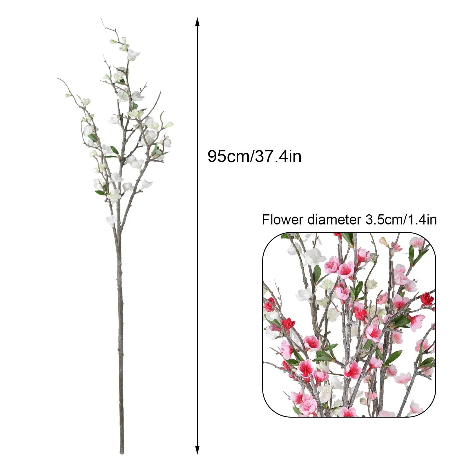 95cm Peach Blossom Artificial Flowers Imitation Cherry Blossom Long Branch Flower Wedding Home Office Decoration DIY Arrangement