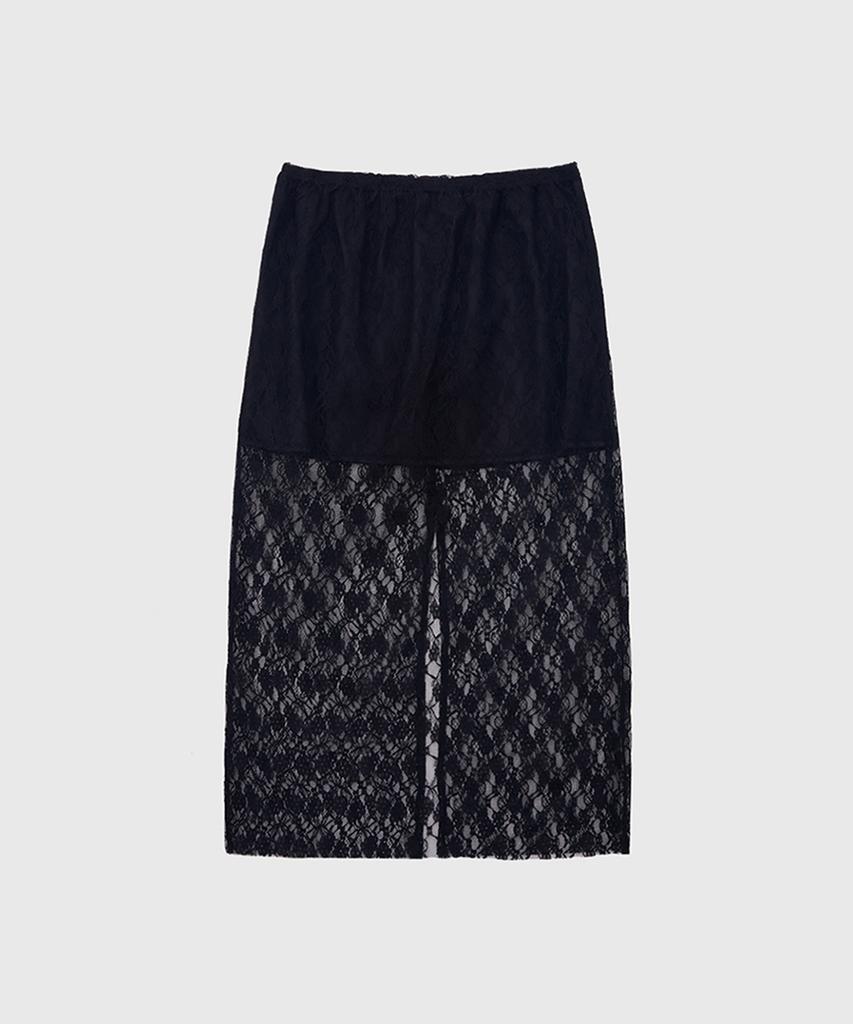 Kwinseulaebis Lace See-Through Banding Layered Skirt