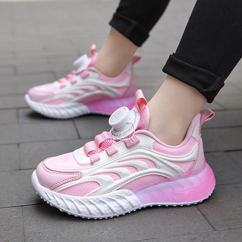 Girls Shoes Children's Sports Shoes 032 Spring and Summer Mesh Breathable Soft Sole Girls Running Shoes Pink Dad Shoes