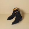 Fashion 2025 Spring Autumn Chelsea Boots for Woman Cow Suede Pointy Toe Wedge Heel Ankle Boots Cutouts Comfortable Cowboy Boots Female