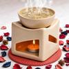 Keramik Ton Kerzenbetriebener Aromabrenner Öldiffusor, Extra Große Schale, mit 1 Teelicht, 4,25 Zoll, (Elfenbeinweiß)