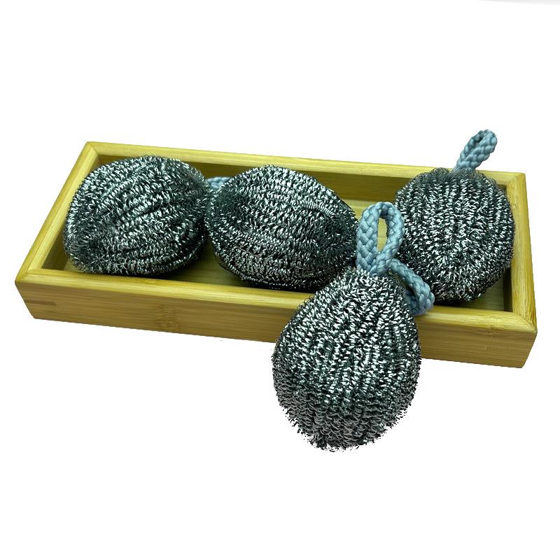 Rust-Proof Stainless Steel Wire Scrubber Ball with Hanging Rope for Kitchen & Dishwashing 20g