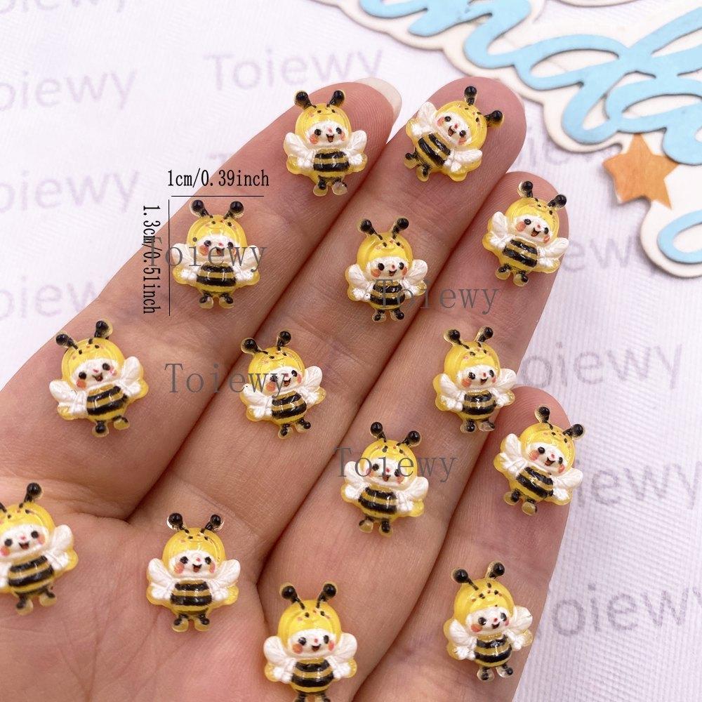 60pcs Resin Colorful Cute Mini Various Bee Art Nail Flatback Rhinestone Applique DIY Wedding Scrapbook Jewelry Crafts Accessorie