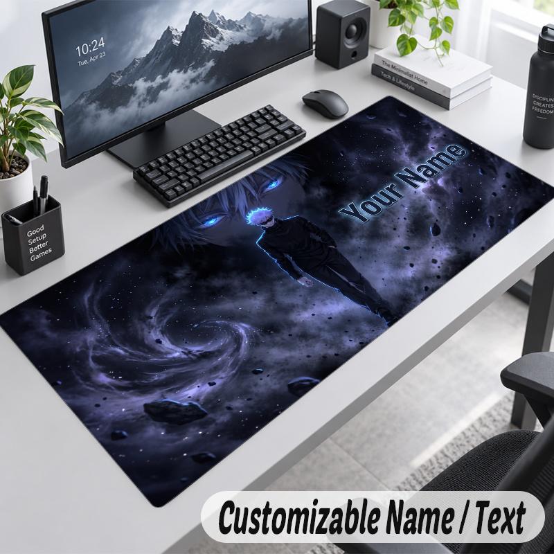 Satoru Gojo Personalized Large Mouse Pad Custom Name Text Extended Desk Mat Gaming Mousepad