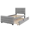 Upholstered Bed 90 X 190 Cm with Pull-Out Bed, Flat Single Bed In Skin-Friendly Velvet Fabric, Children's Bed Youth Bed Guest Bed (Grey)