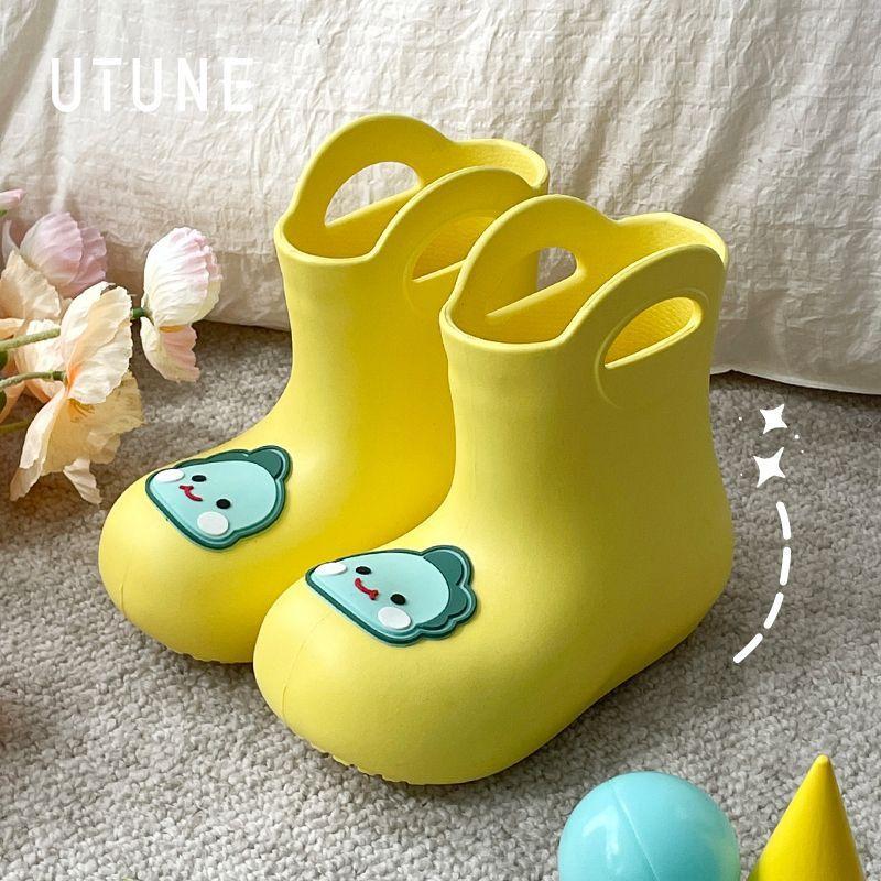 Adjustable Children's Rain Boots Boys and Girls Soft Sole Kindergarten Baby Elementary School Waterproof Non-Slip Rubber Boots