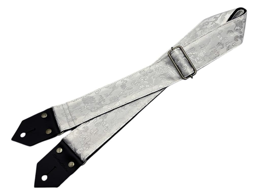 Spice Note Dragons Flowers Guitar Jacquard Made in Total Length & Strap, Fabric, Japan, 820mm-1450mm, Platinum, ES-PJ50DF/PLT