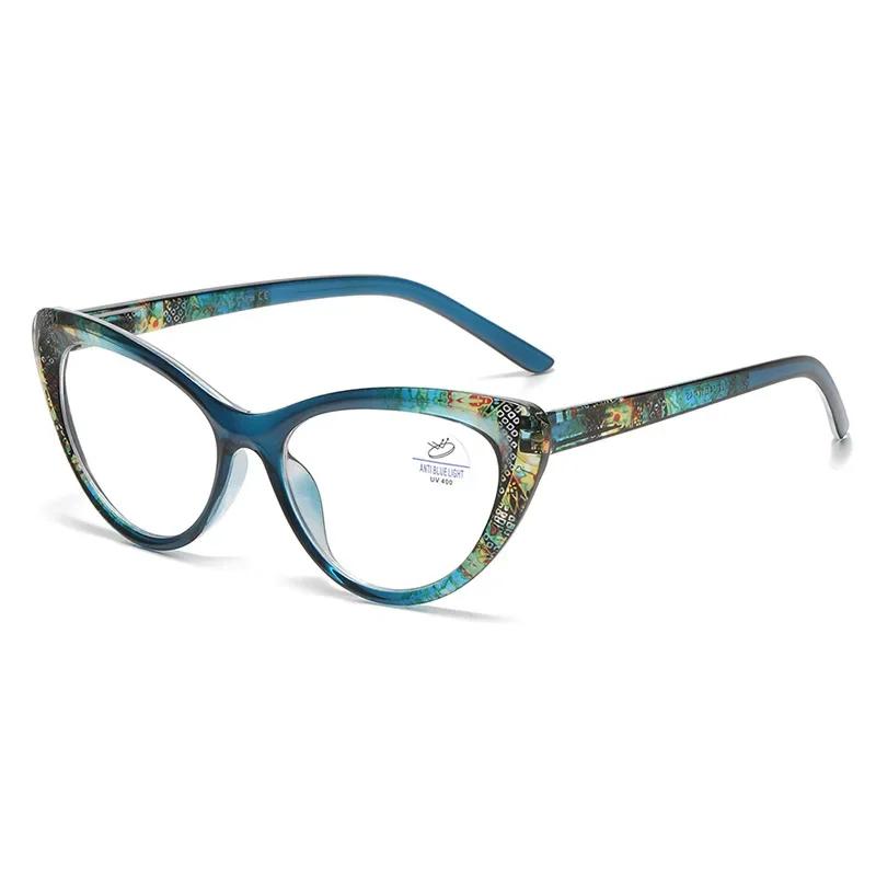 Neutral Fashion Cat-Eye Blue Light Blocking Reading Glasses Women's New Luxury Elegant High-Definition Reading Glasses +3.5+4.0