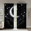 Starry Night Moon and Forest - Pole Bag Curtains, Bedroom and Living Room Decoration, Home Decoration, Living Room Decoration