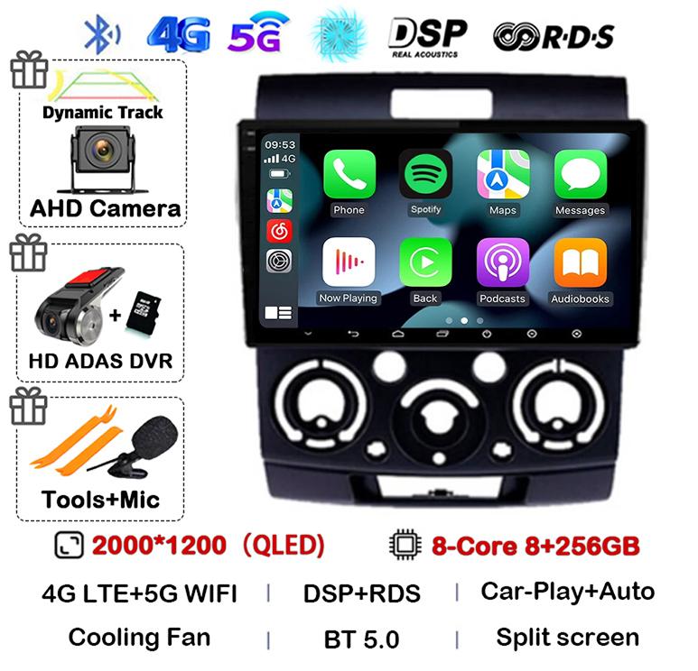 Android 14 Car Radio Stereo for Ford Everest Ranger Mazda BT50 BT-50 2006 2007 2008 2009 2010 2011 Multimedia Player Head Unit