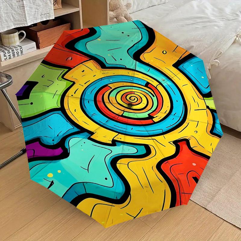 1PC Spiral Pattern Automatic Open/Close Umbrella Compact Folding Umbrella with 8-Rib Shaft lightweight esign, Fashion Lovers1224A