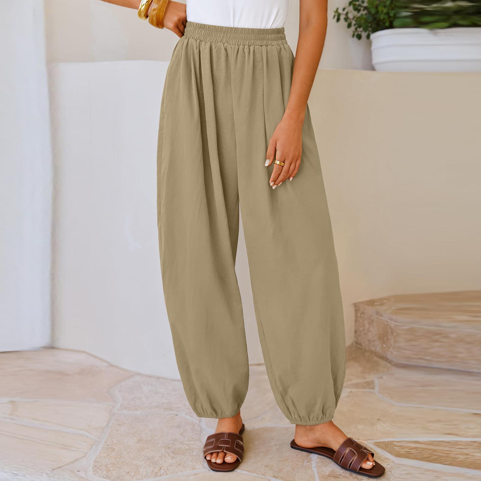 

Women s Casual Relaxed-Fit Cuffed Pants M хакі