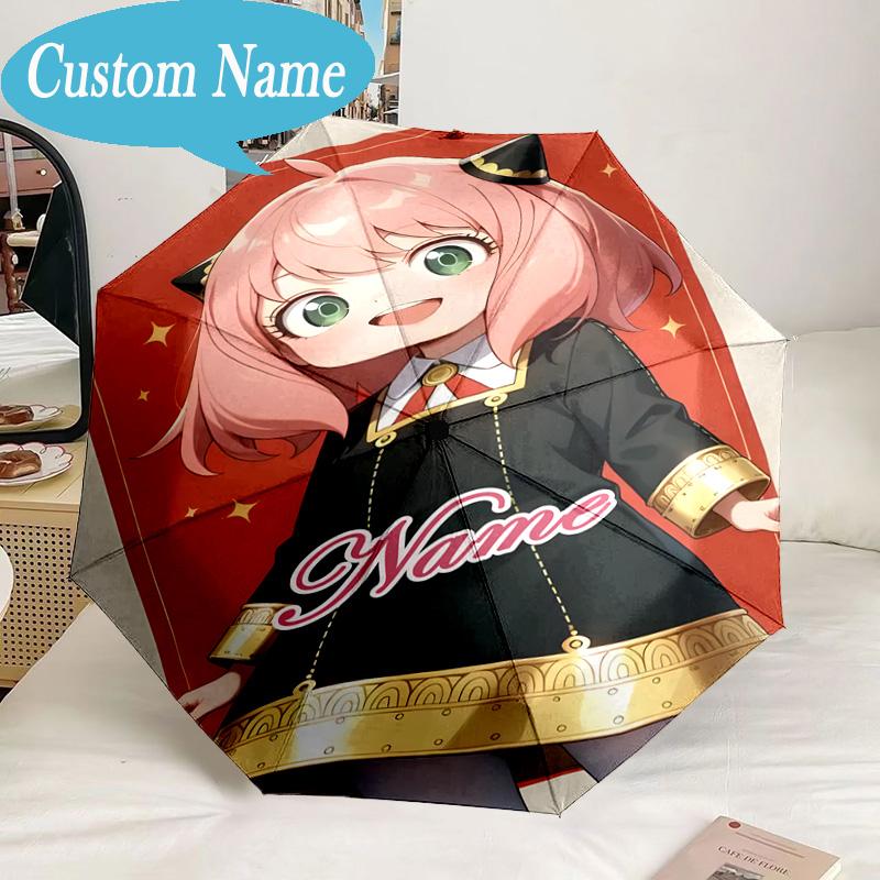 Custom Name Umbrella Adventure Cute Anya Umbrella 8-Frame for Travel, Camping, Casual Lightweight Portable, Essential for Family Gifts