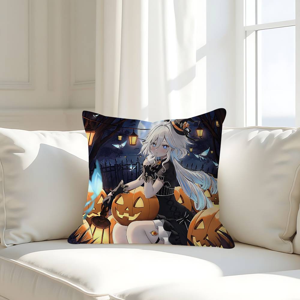 Genshin Impact Furina Kissenbezug Abnehmbarer Waschbarer Kissenbezug – Ganzjahresweiches Leinen