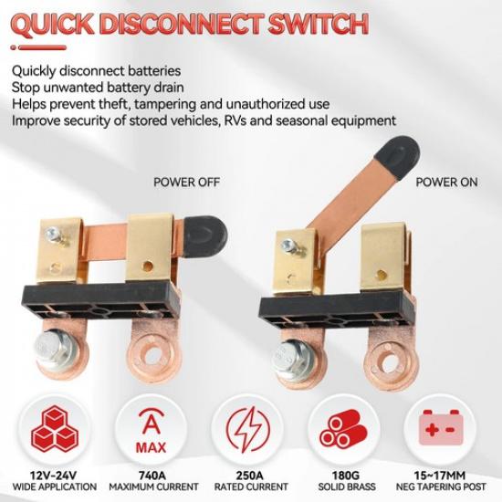 Battery Disconnect Switch Blade Side Post Terminal Car Shut Cut Off Vehicle Auto
