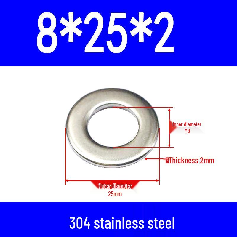 304 Stainless Steel Flat Gasket Washer, Metal Spacer for M2-M20.
