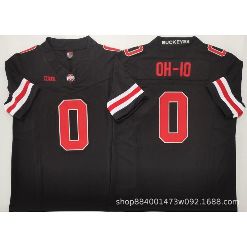 Mens Ohio State Buckeyes Rugby Jersey Training Shirt Cotton Blend Embroidered Football Uniform College Team Practice